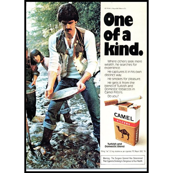 1977 Camel Cigarettes Vintage Print Ad Pan for Gold Mining River Wall Art Photo - Picture 1 of 1